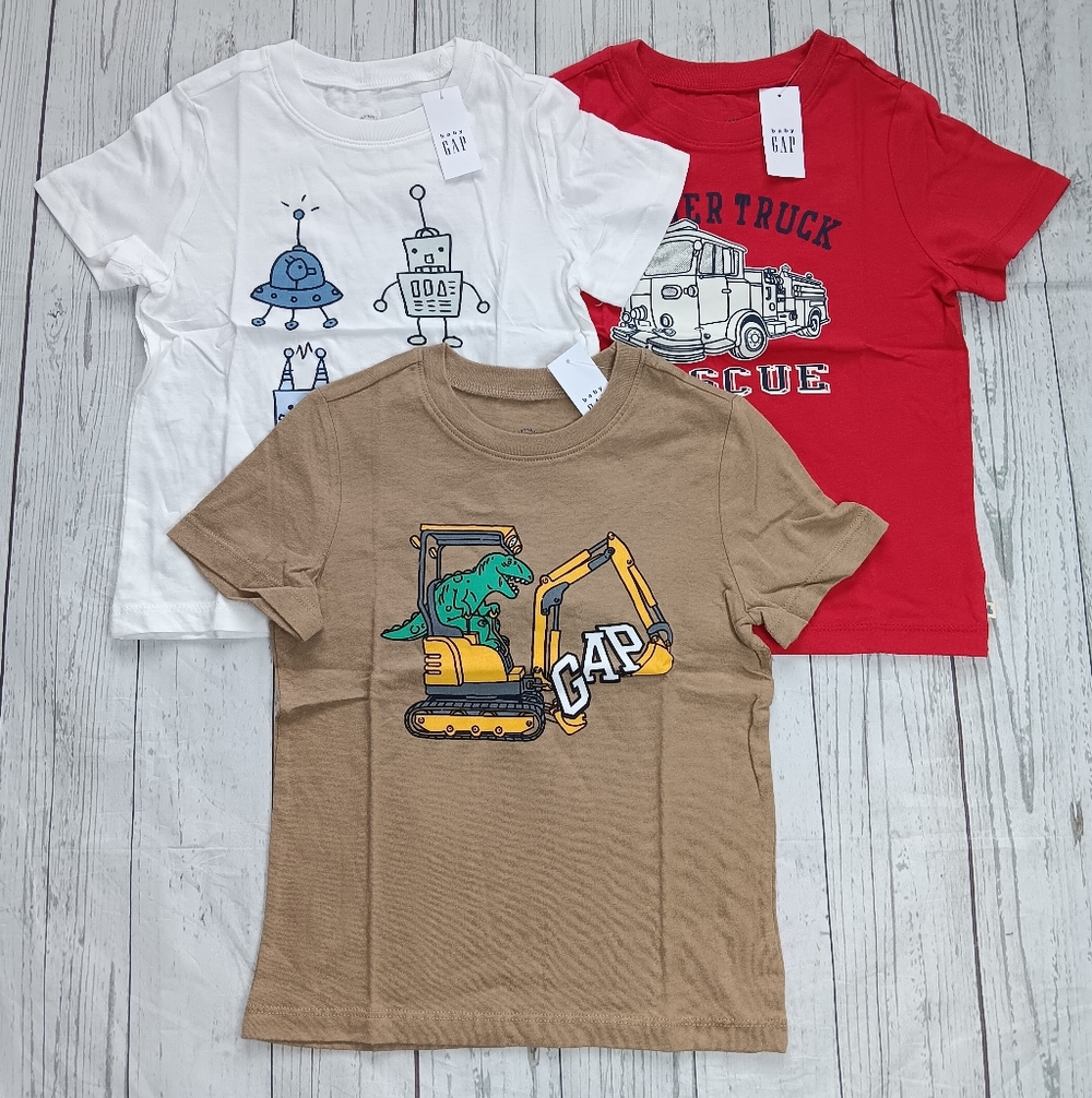Lotof 3 NWT Baby Gap Toddler Boy's Graphic Shirt Short Sleeve Size 5T